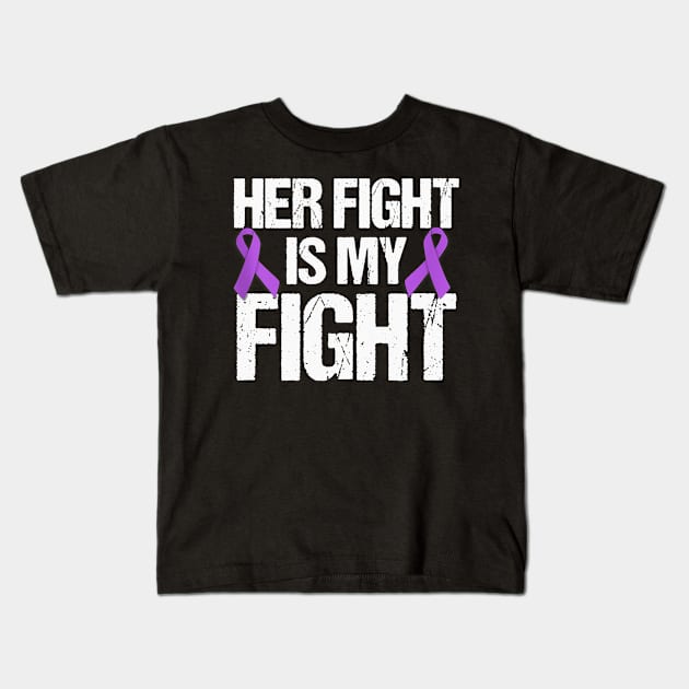 Her Fight Is My Fight Purple Ribbon Awareness Kids T-Shirt by Wolfek246